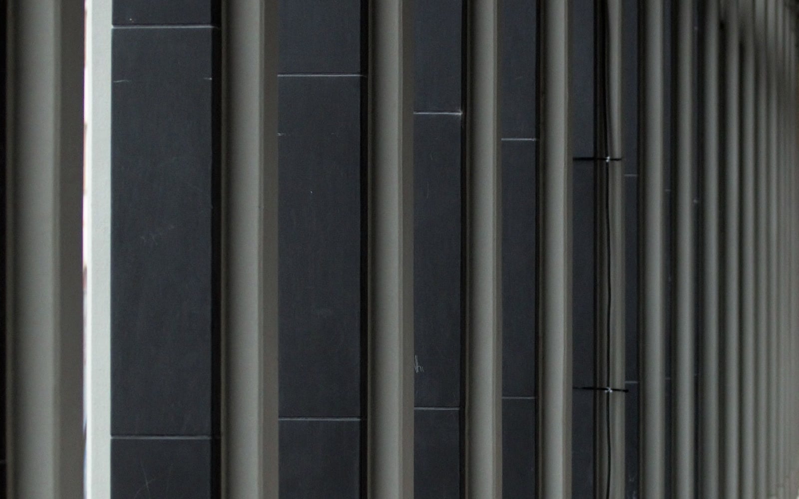 Repeating architectural columns along a building