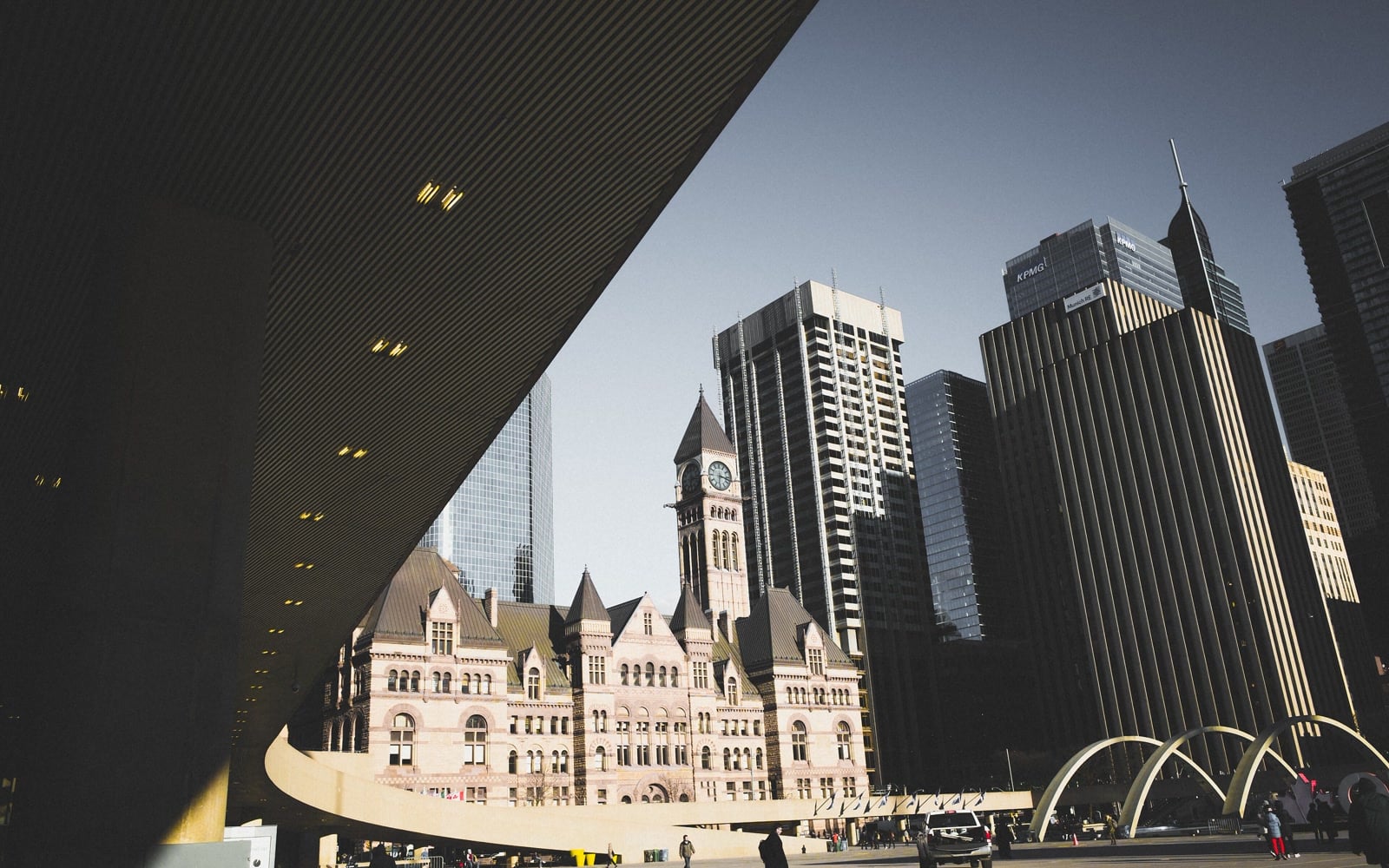 Toronto's Old City Hall viewed from a public square